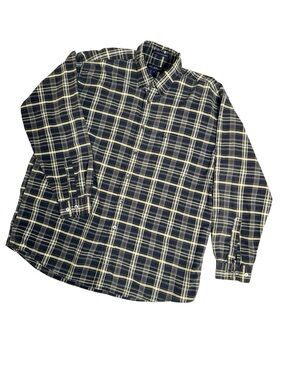 Vintage Siegfried Long Sleeve Dark Navy Plaid Button Down Size XL